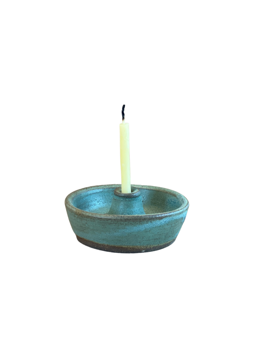 Tiny Green Fluted Candlestick Holder