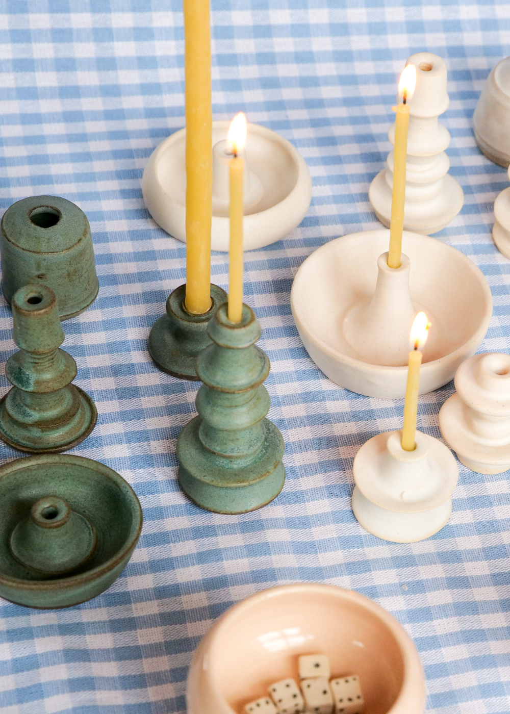Tiny Green Tall Candlestick Holder