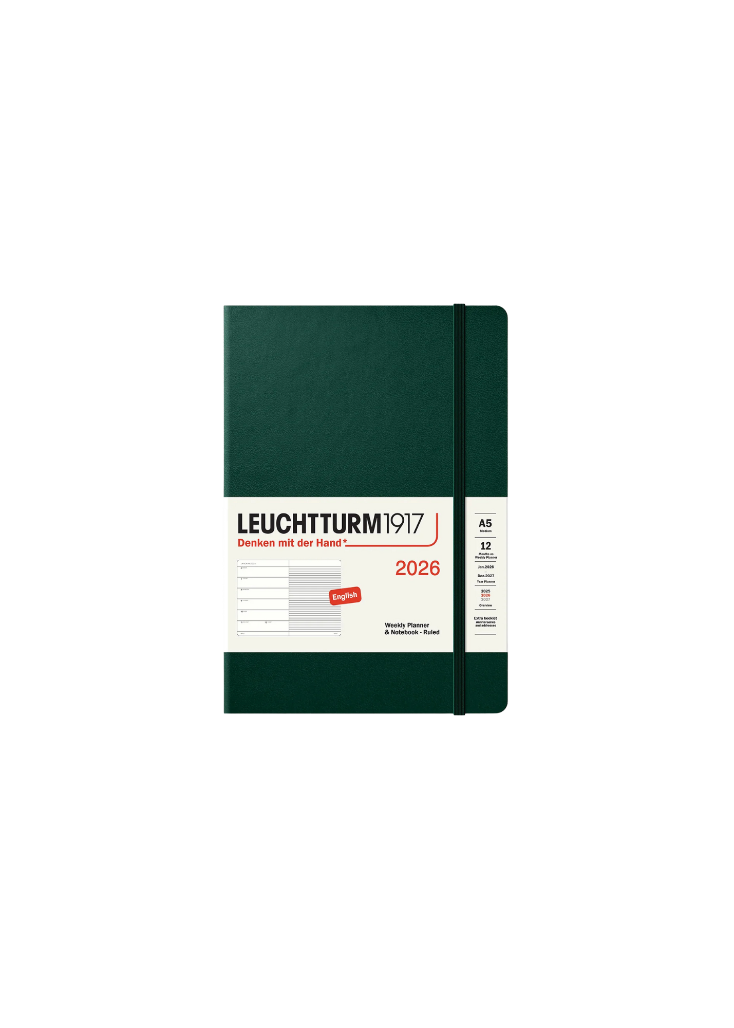 2026 Leuchtturm 1917 Weekly Planner & Notebook A5 - Forest Green