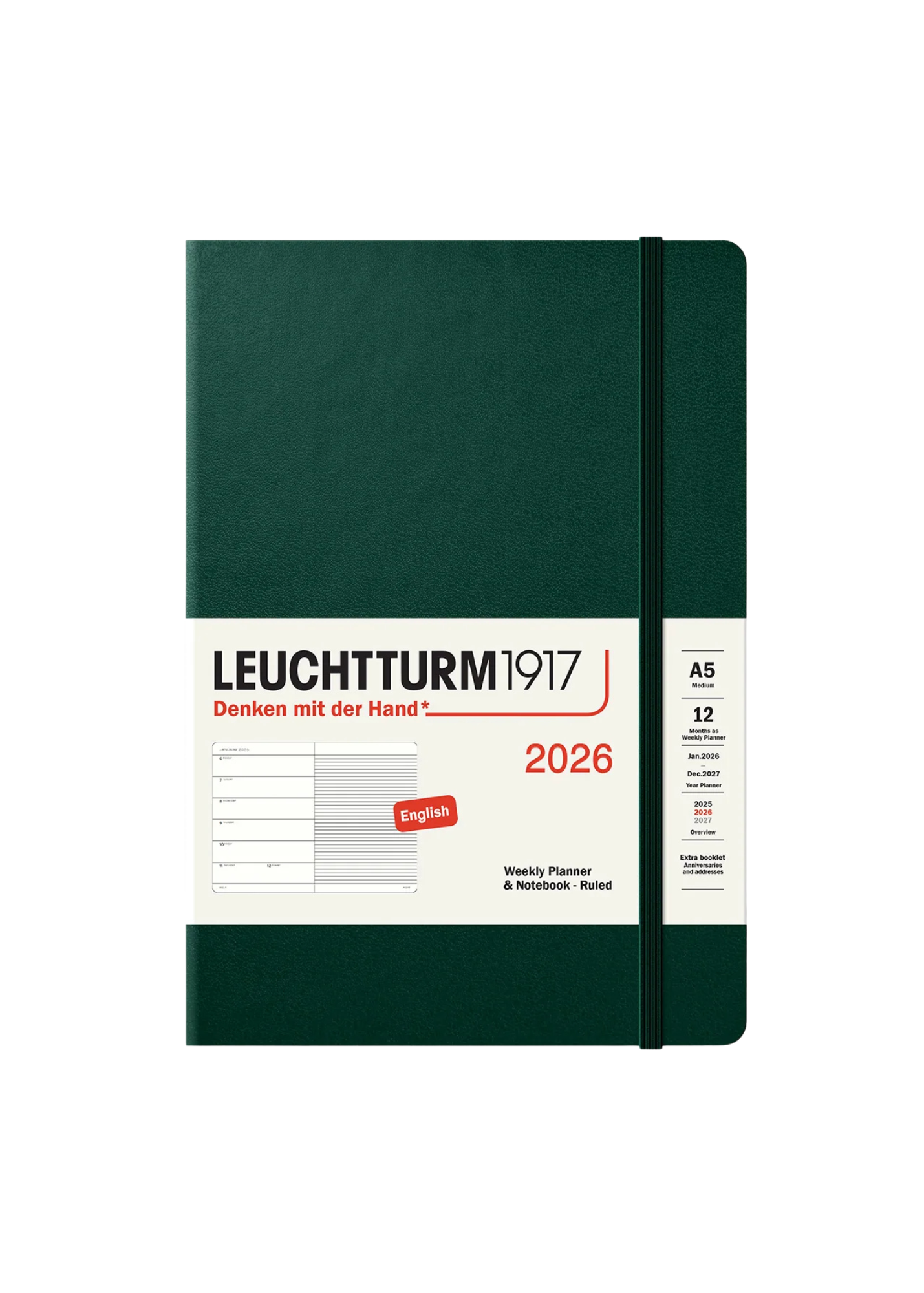 2026 Leuchtturm 1917 Weekly Planner & Notebook A5 - Forest Green