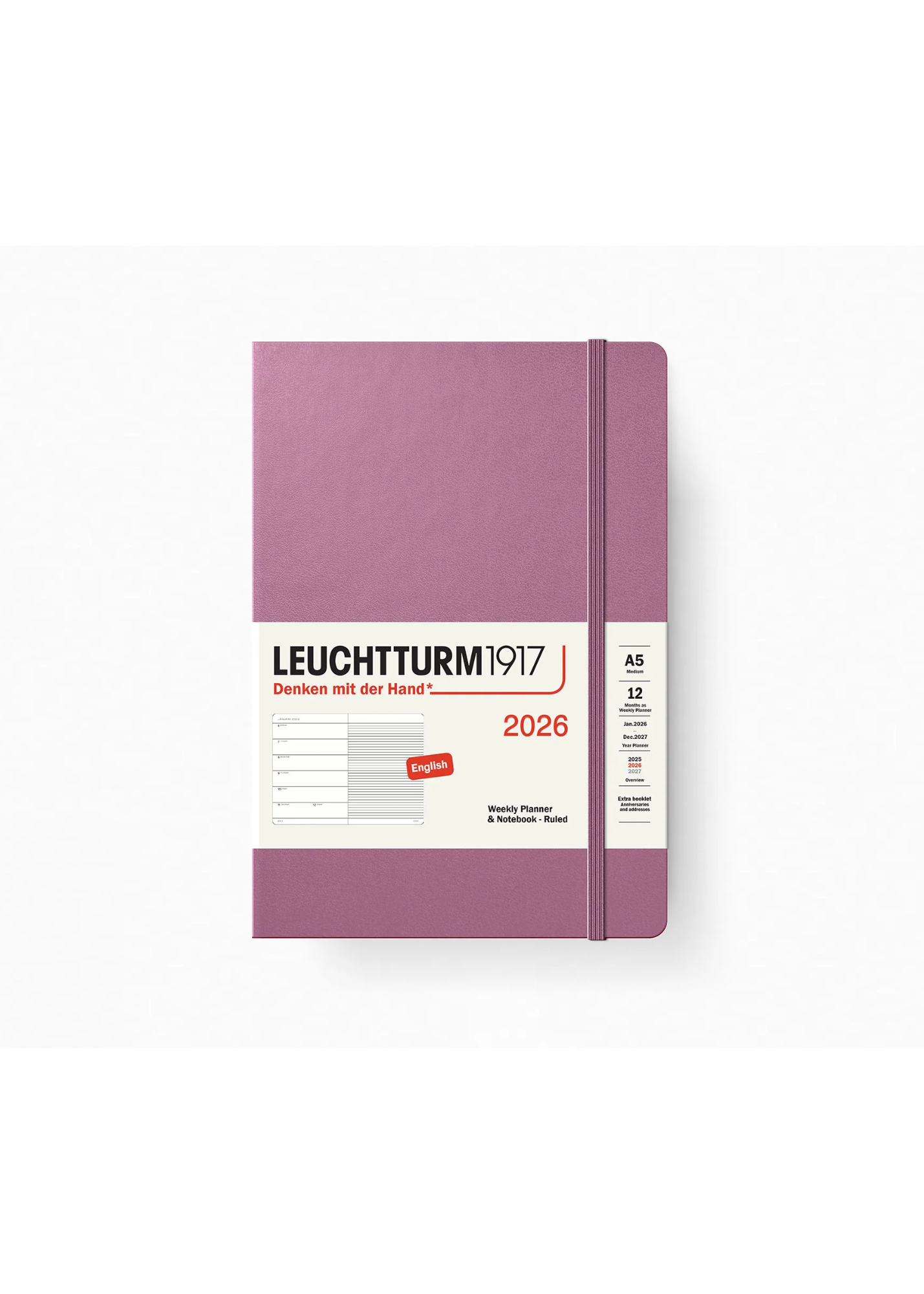 2026 Leuchtturm 1917 Weekly Planner & Notebook A5 - Dusty Rose