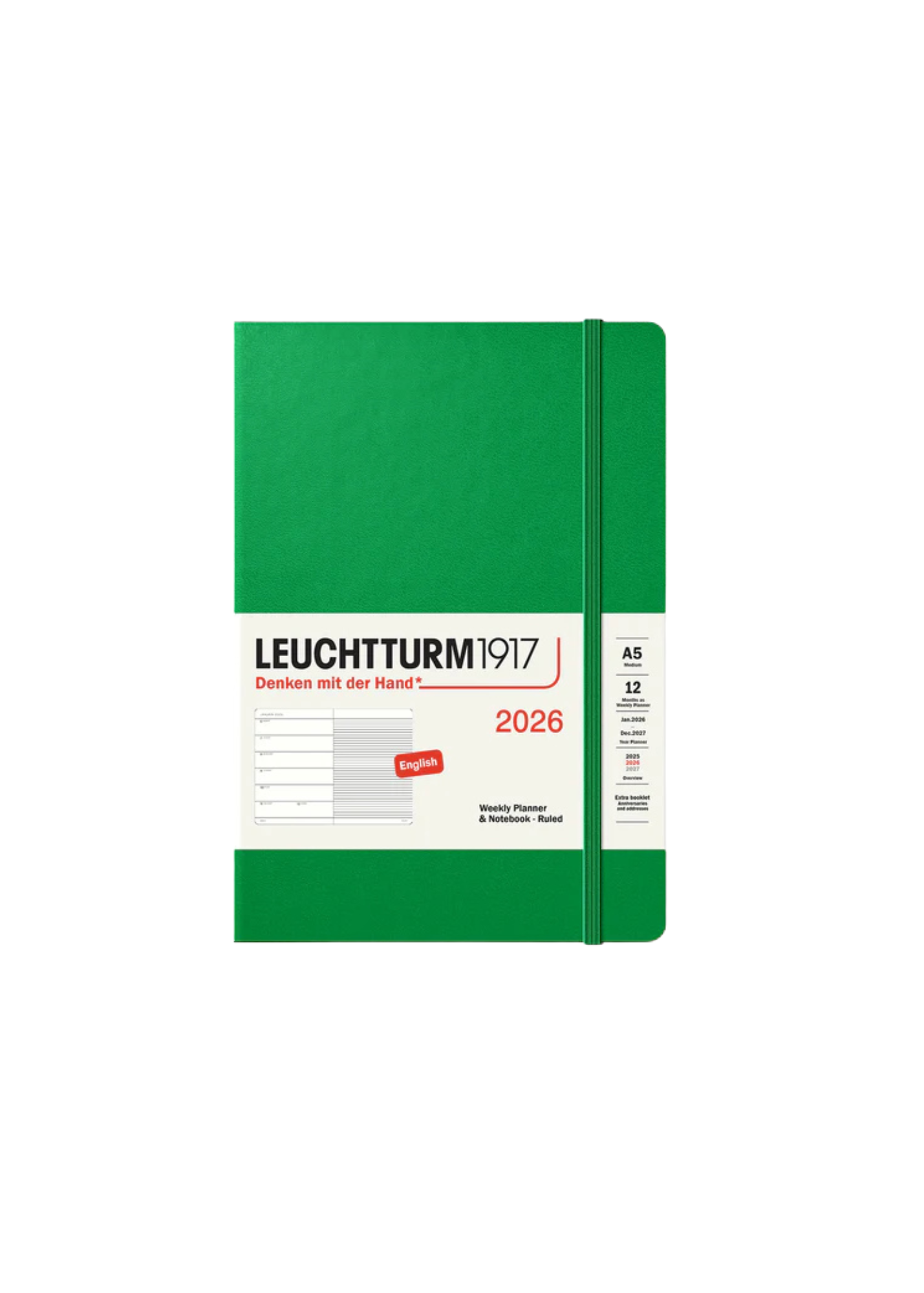 2026 Leuchtturm 1917 Weekly Planner & Notebook A5 - Spring Leaf