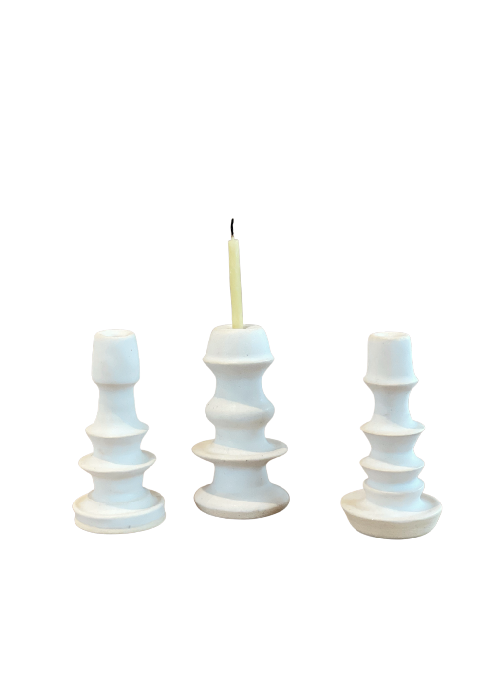 Tiny White Tall Candlestick Holder