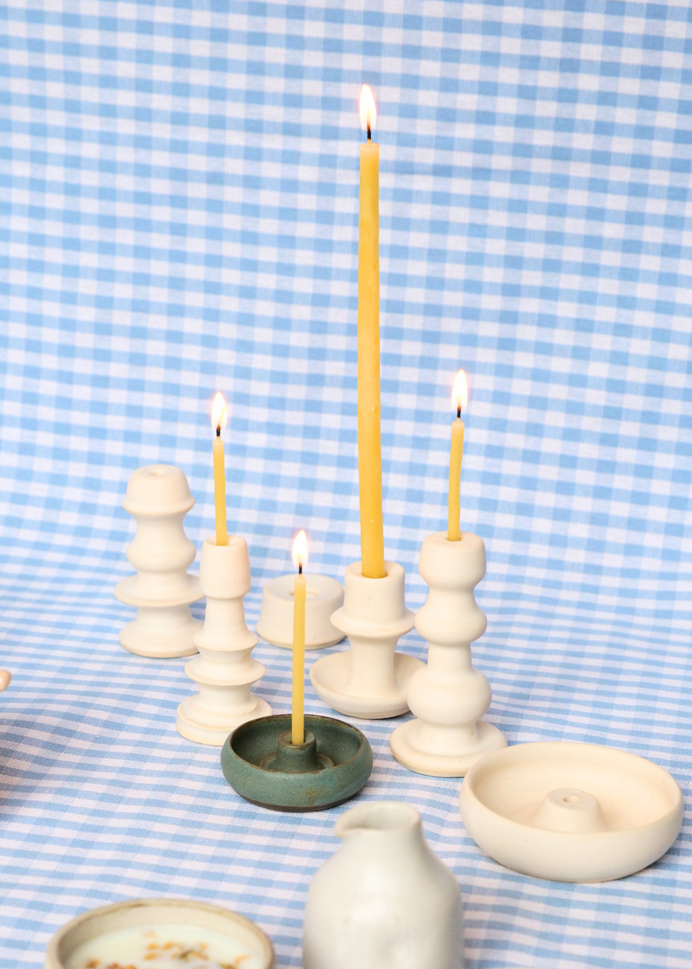 Tiny White Tall Candlestick Holder
