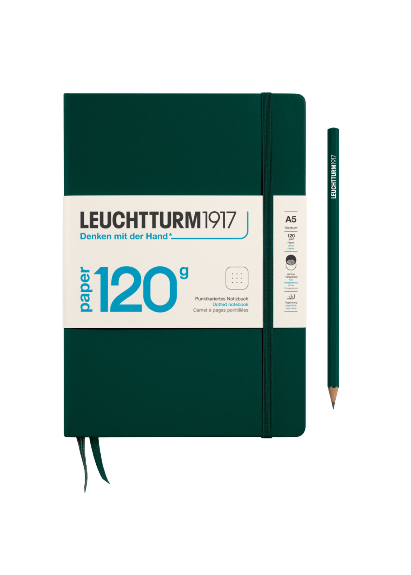 Forest Green A5 Notebook 120g - Dotted