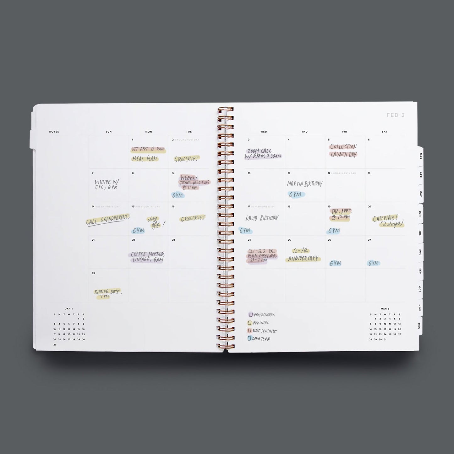 2024 Appointed Year Task Planner - Lavender Gray