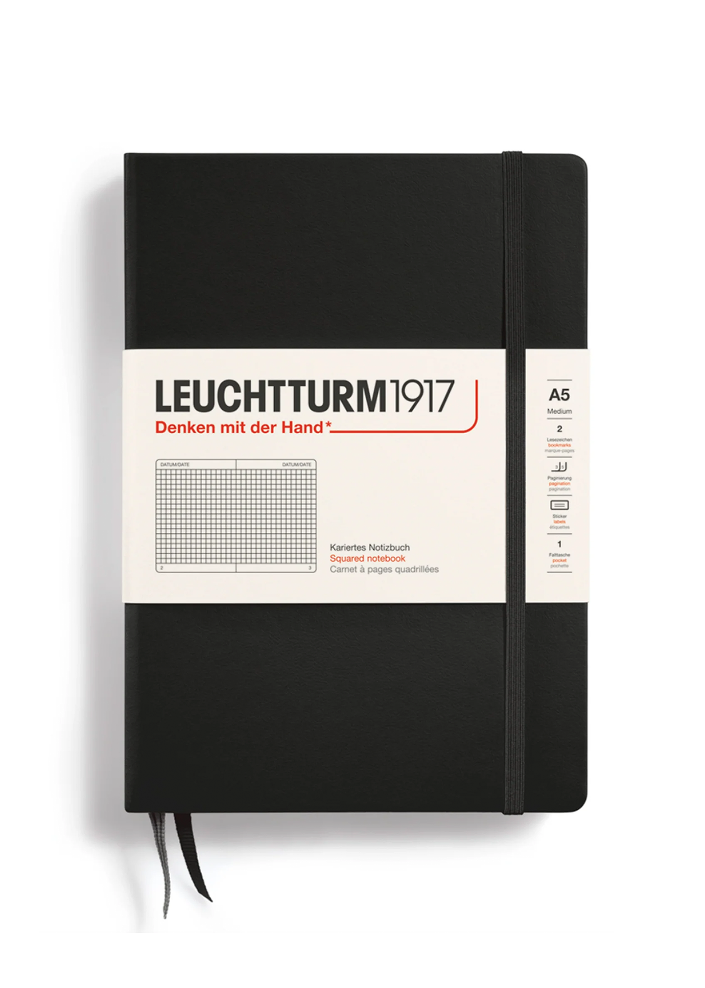 Black A5 Notebook - Grid