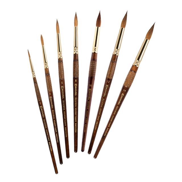 Escoda Reserva Kolinsky-Tajmyr Sable Brush Set - Assorted, Long Handle, Set of 6