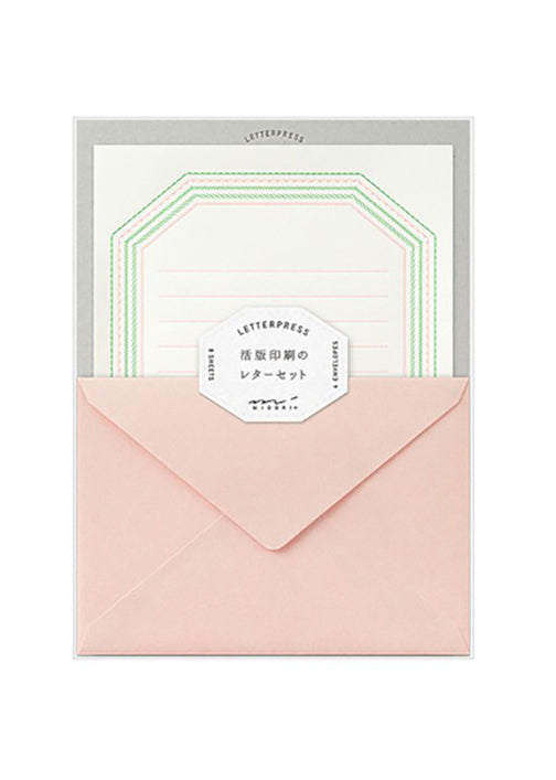 Letterpress Stationery Set - Pink