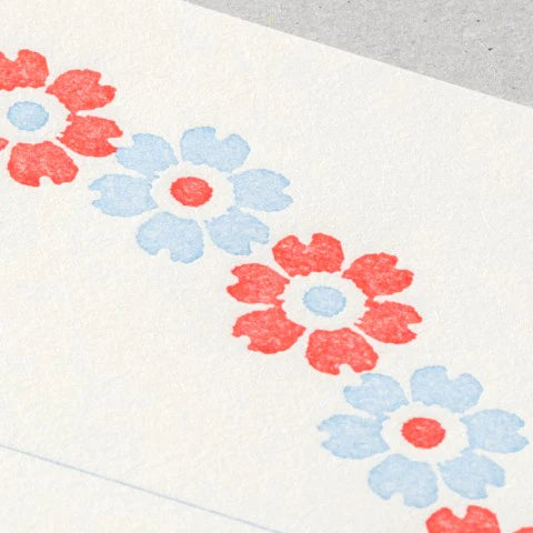 Letterpress Stationery Set - Floral Blue