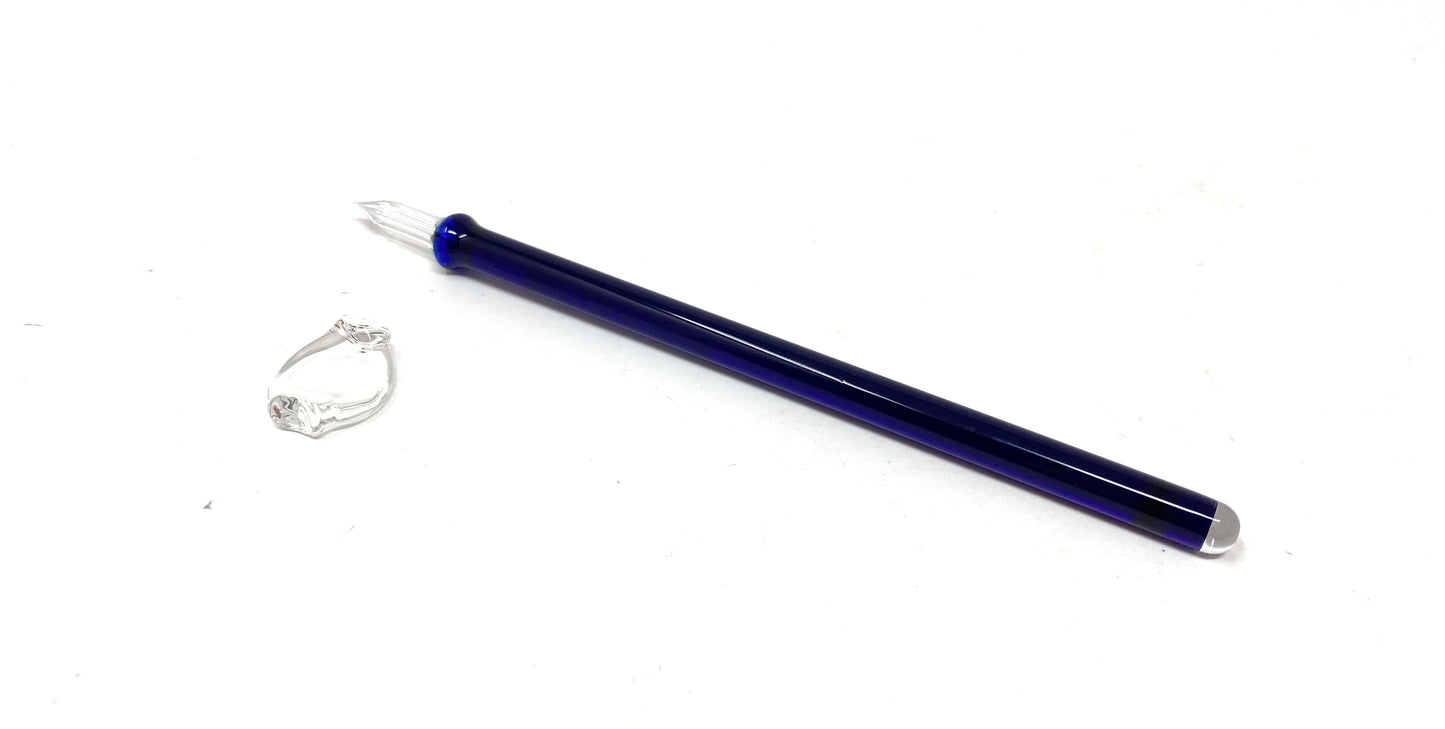 Handmade Glass Dip Pen - Ultramarine Blue, Long