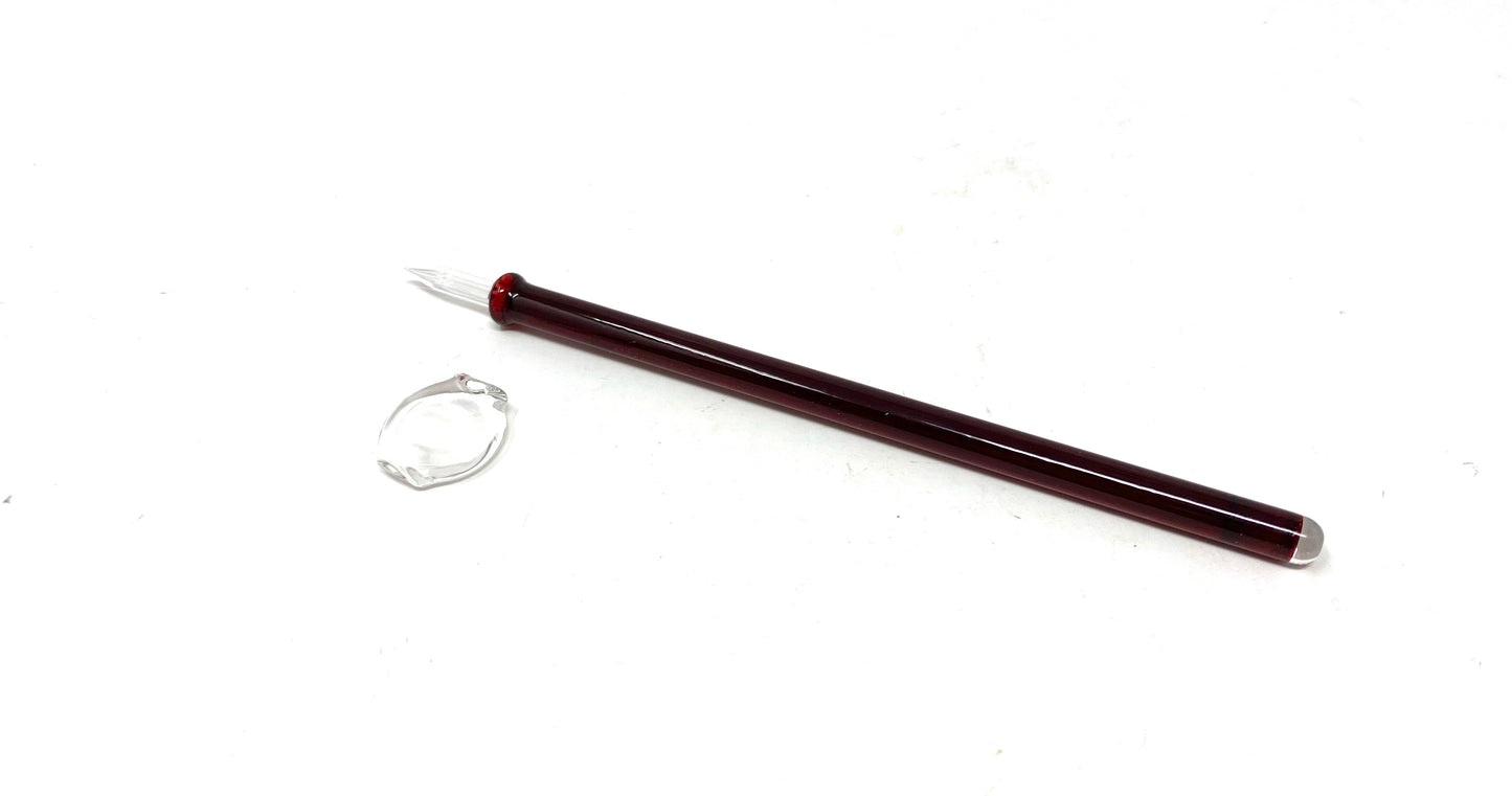 Handmade Glass Dip Pen - Garnet Red, Long
