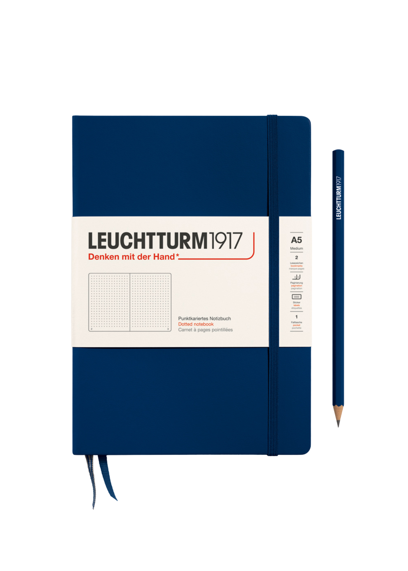 Navy A5 Notebook - Dotted