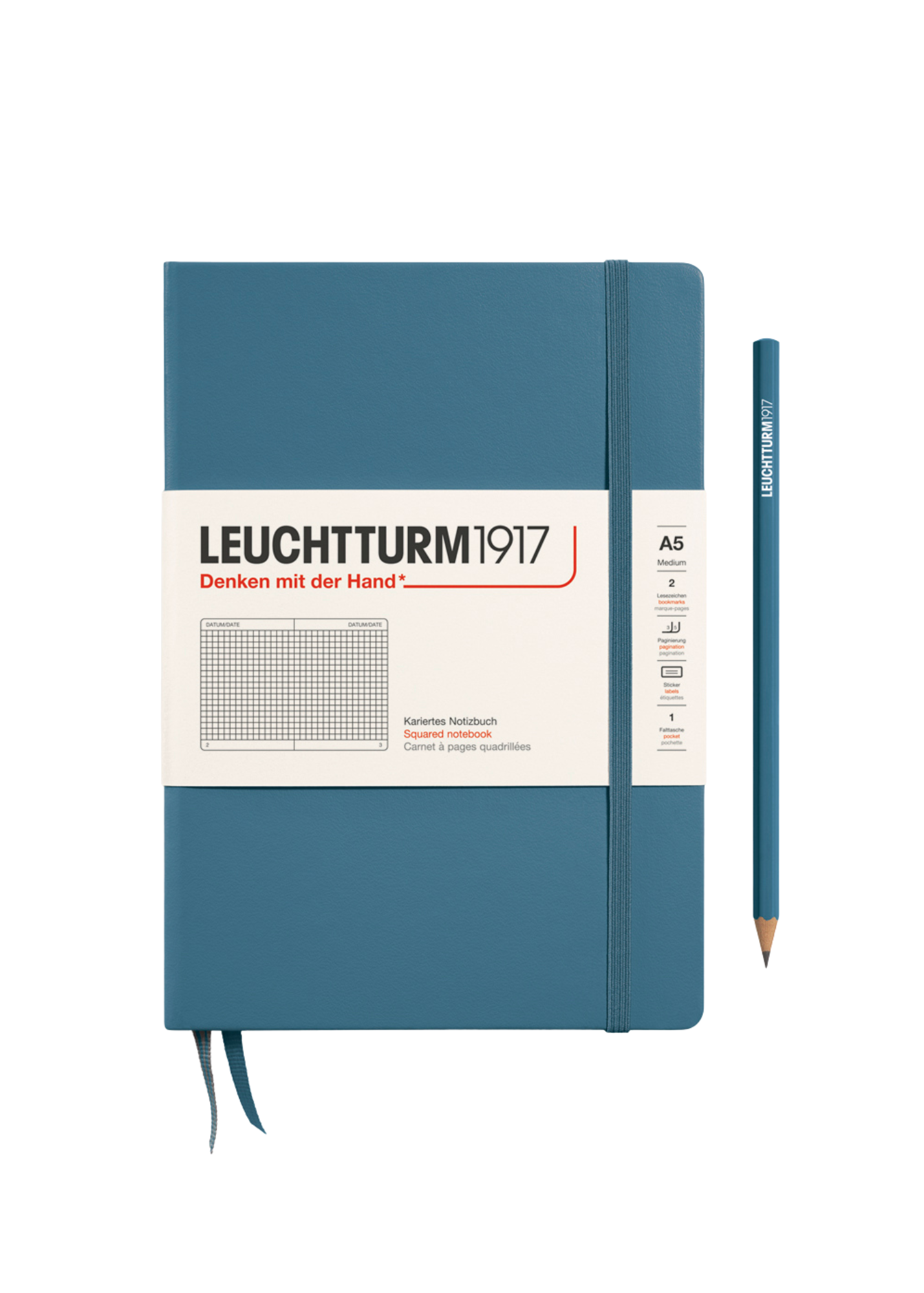 Stone Blue A5 Notebook - Grid