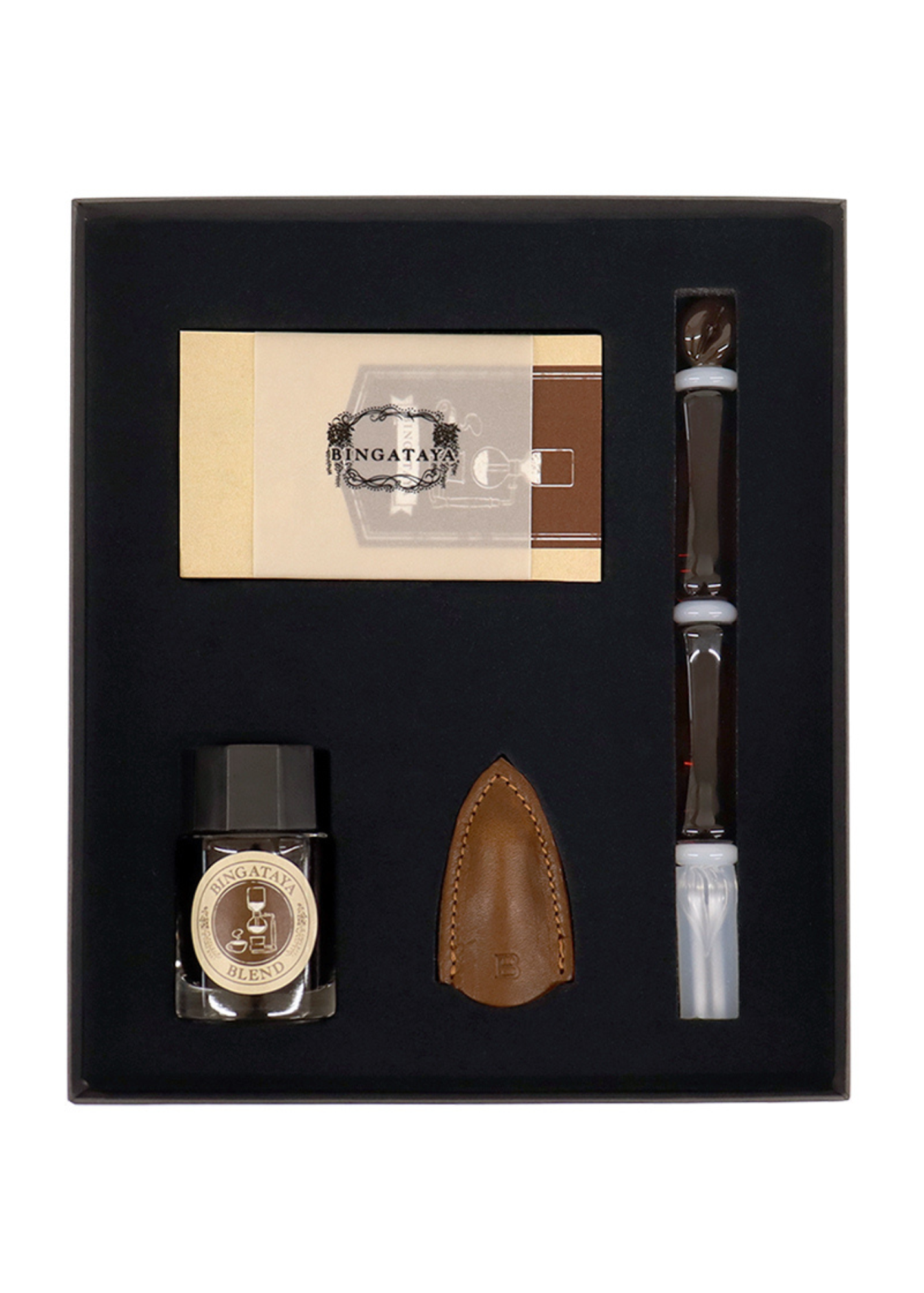 Bingataya Glass Dip Pen Set - Brown
