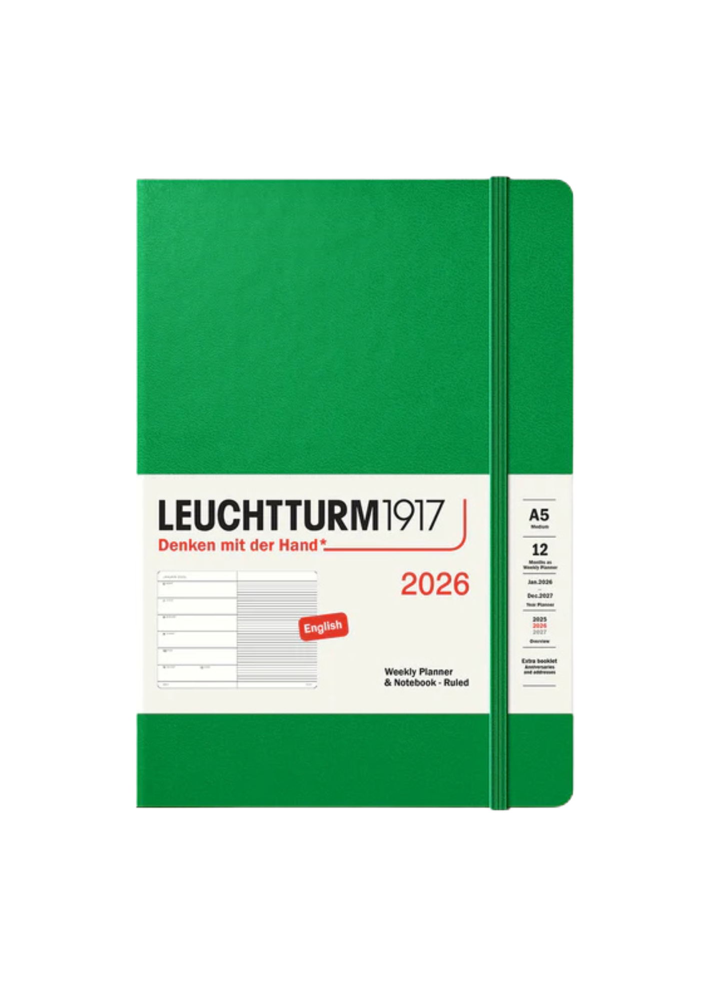 2026 Leuchtturm 1917 Weekly Planner & Notebook A5 - Spring Leaf