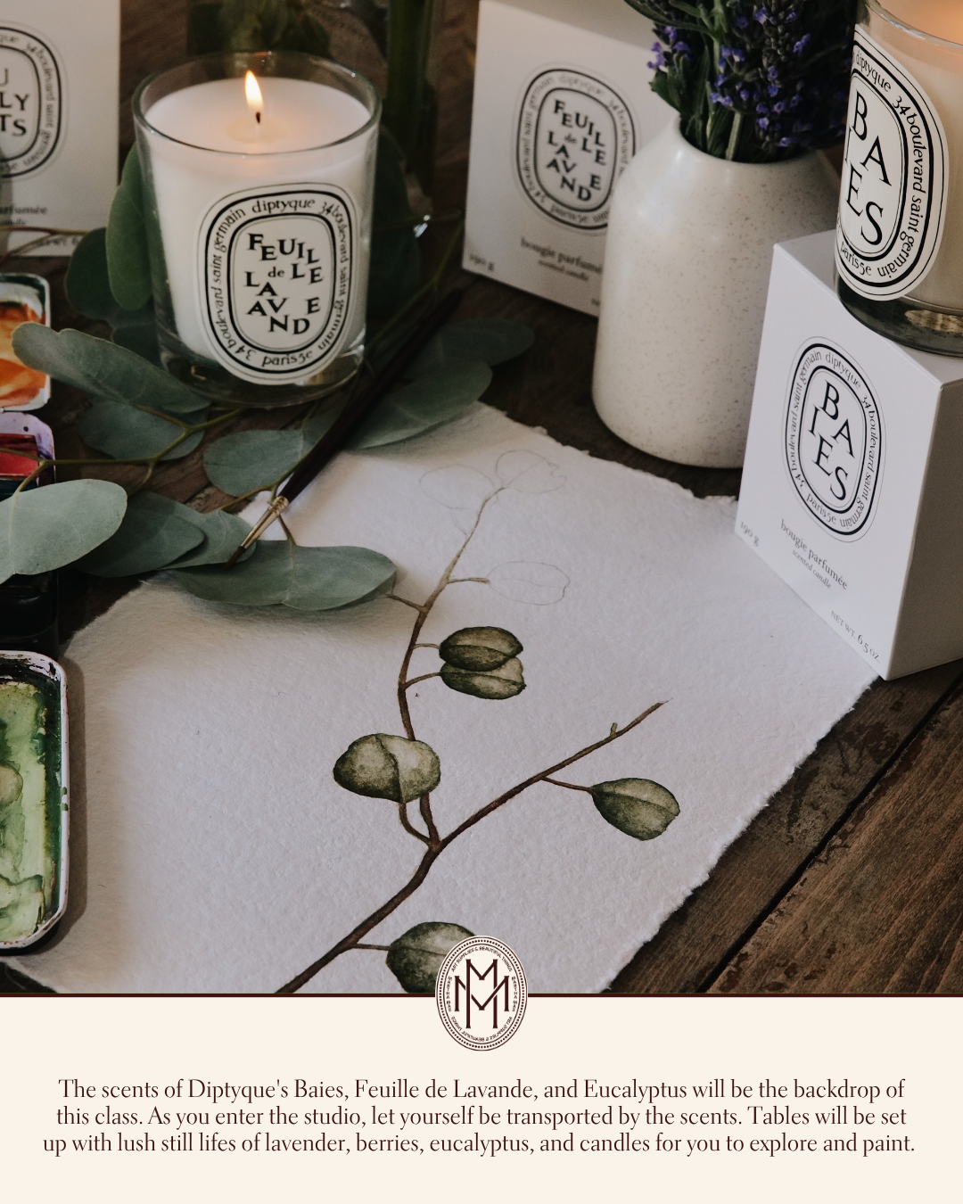 Indulge Your Senses Watercolor Workshop with Diptyque | February 7th @ Martha Mae Studio