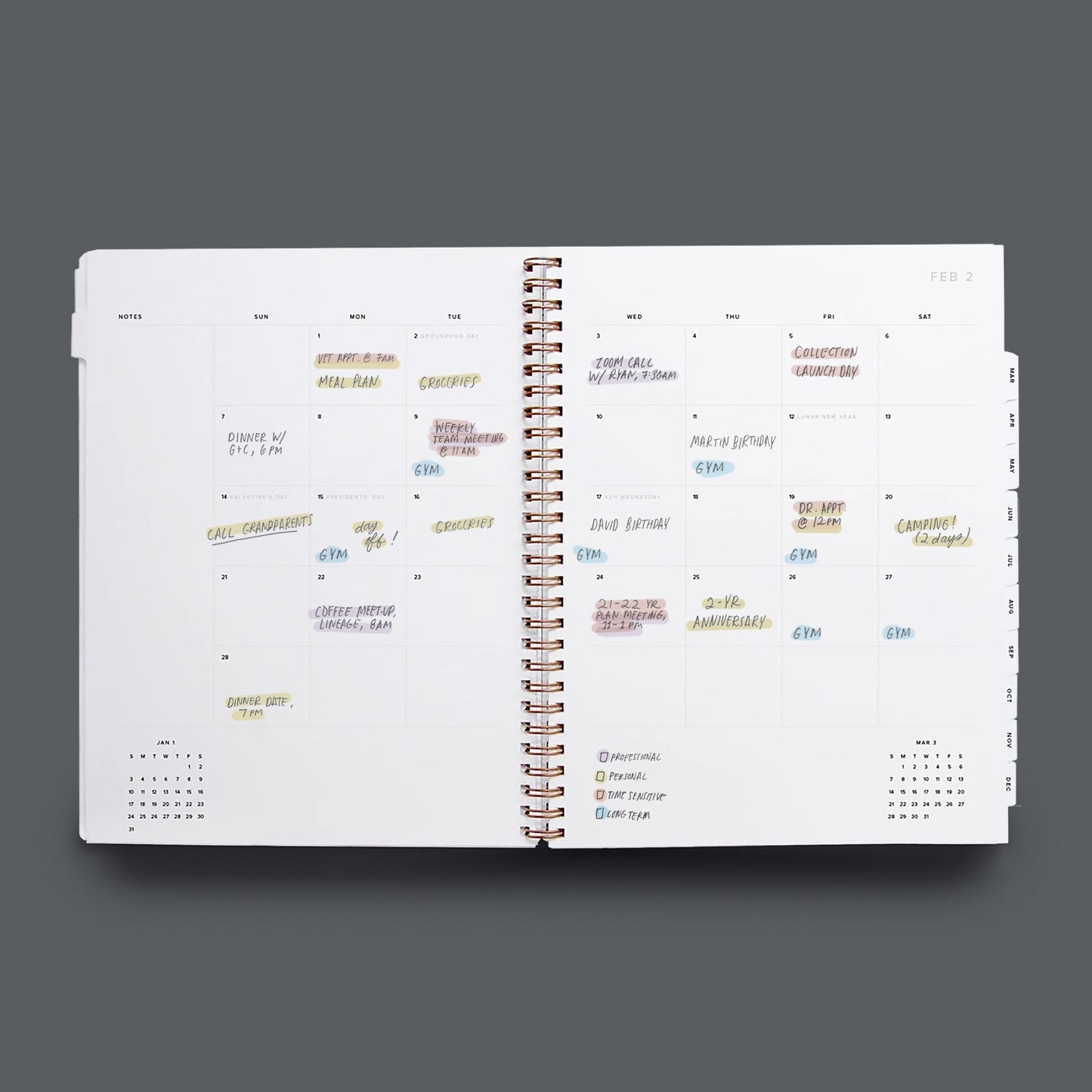 2024 Appointed Year Task Planner - Charcoal Gray