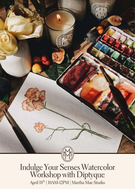 Indulge Your Senses Watercolor Workshop with Diptyque | April 18th @ Martha Mae Studio