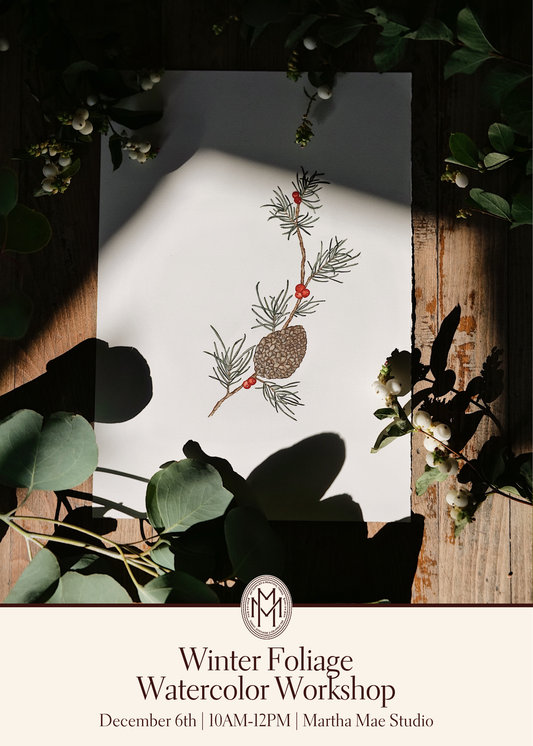 Winter Foliage Watercolor Workshop | December 6th @ Martha Mae Studio