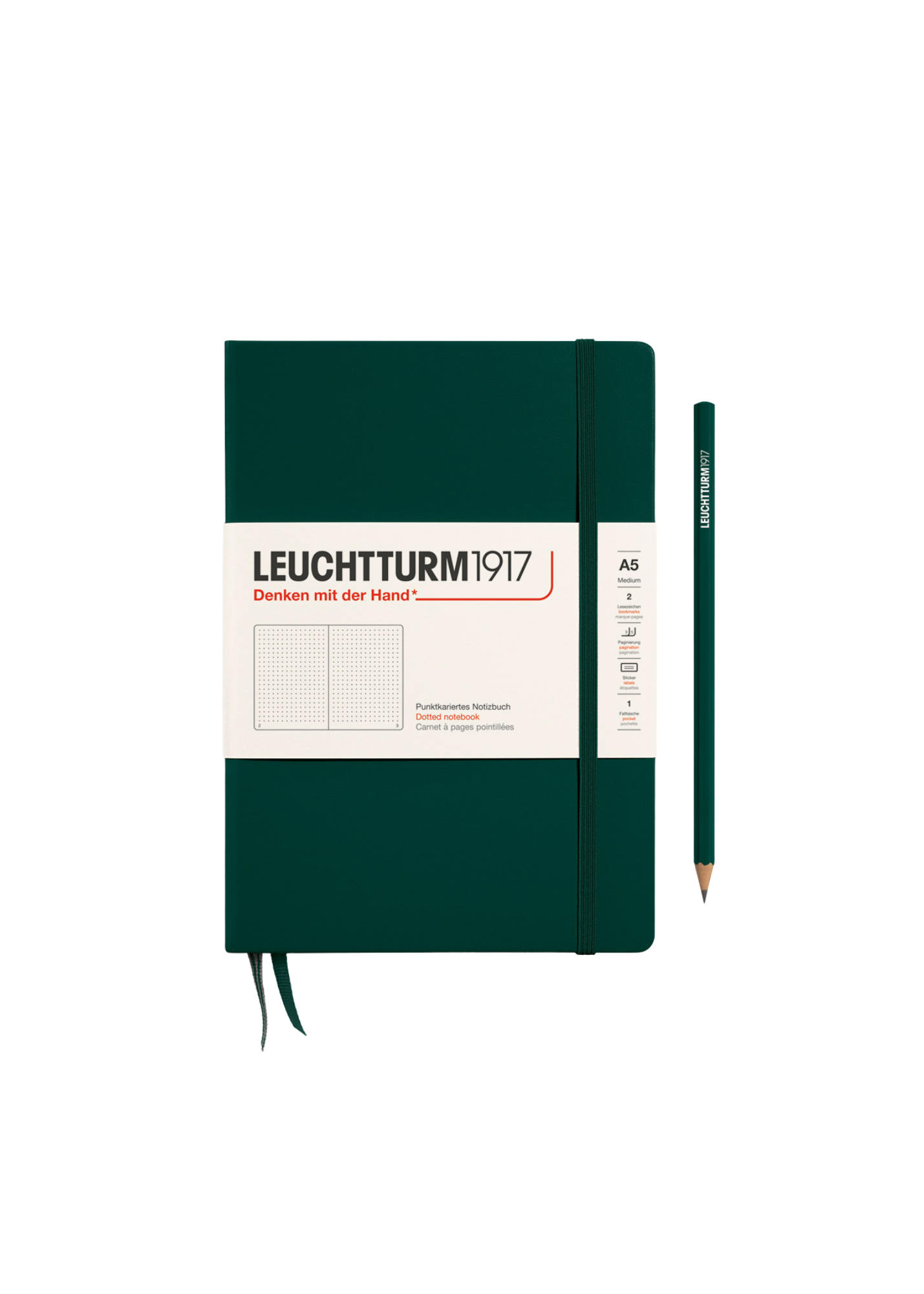 Forest Green A5 Notebook - Dotted