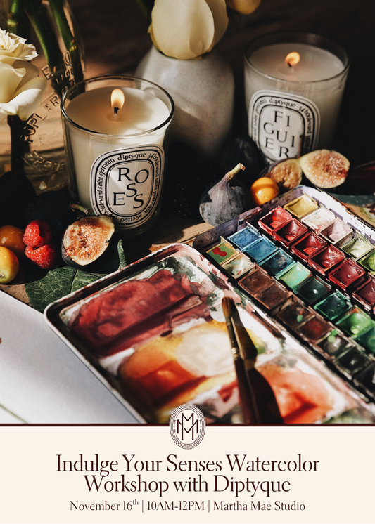 Indulge Your Senses Watercolor Workshop with Diptyque | November 16th @ Martha Mae Studio