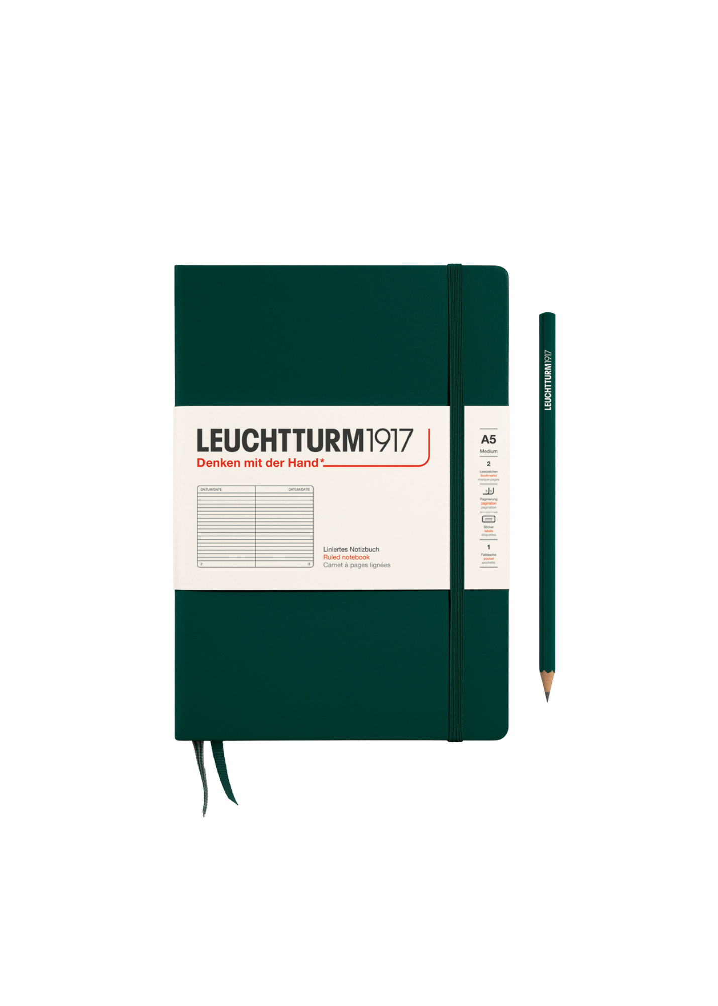 Forest Green A5 Notebook - Lined