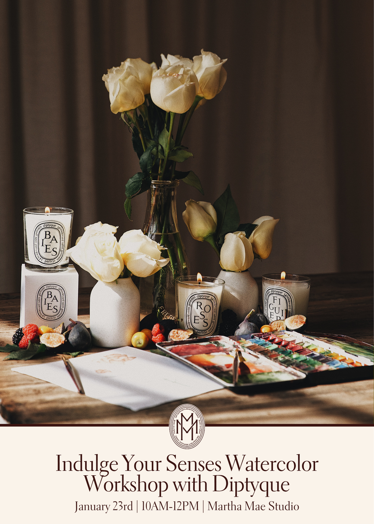 Indulge Your Senses Watercolor Workshop with Diptyque | January 23rd @ Martha Mae Studio