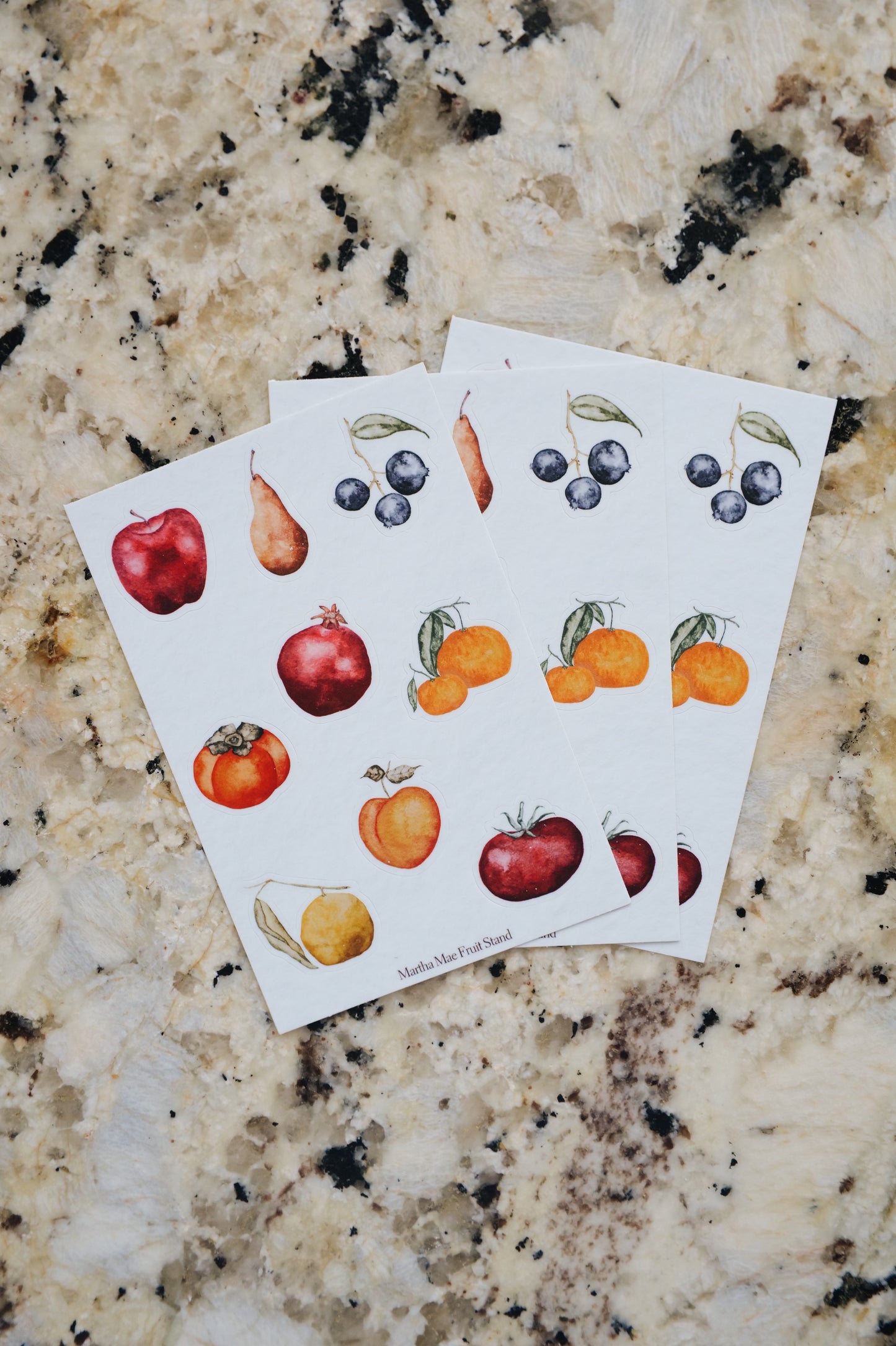 Watercolor Fruit Sticker Sheets - Pack of 3