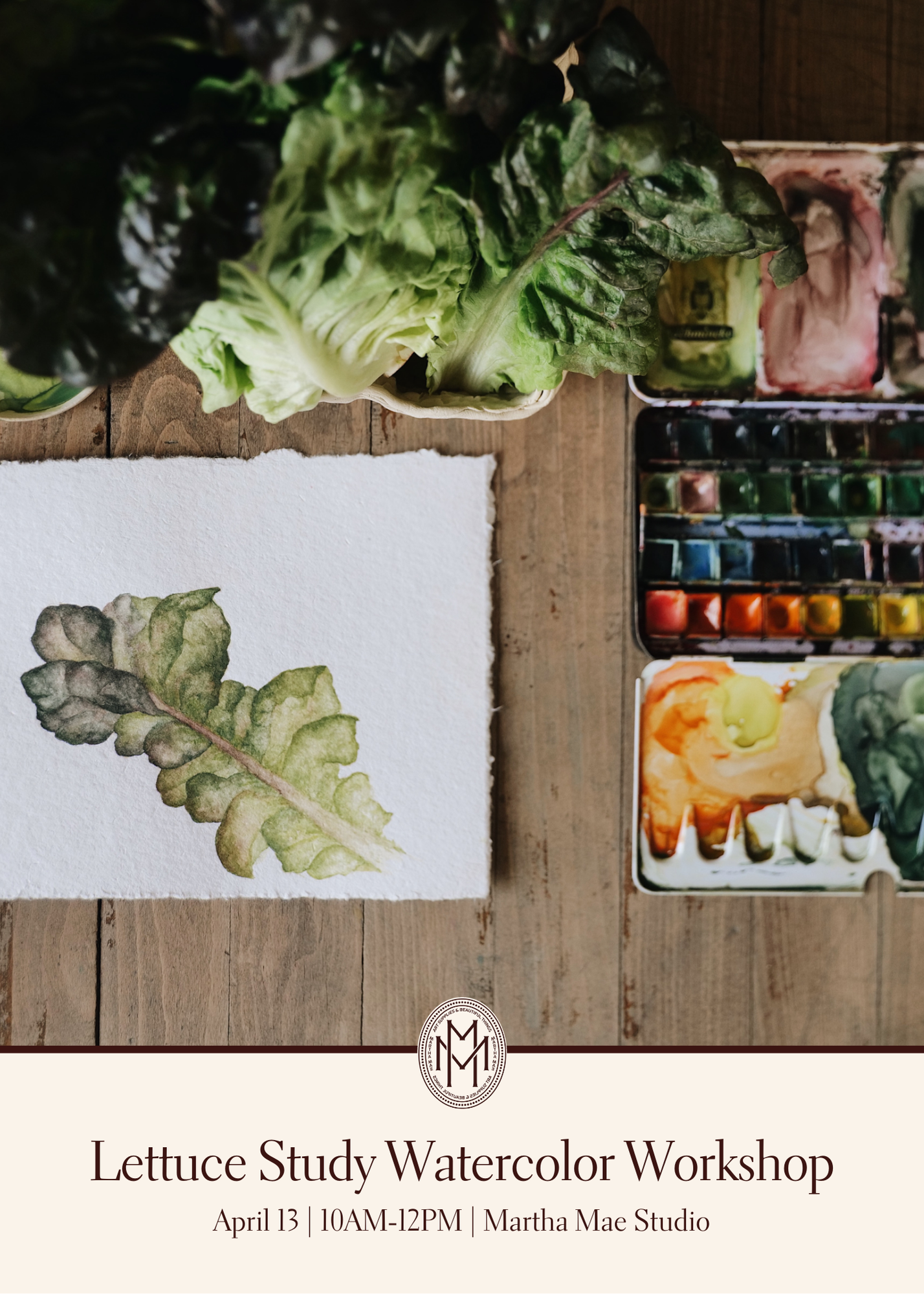 Lettuce Study Watercolor Workshop | April 13th @ Martha Mae Studio - Chicago