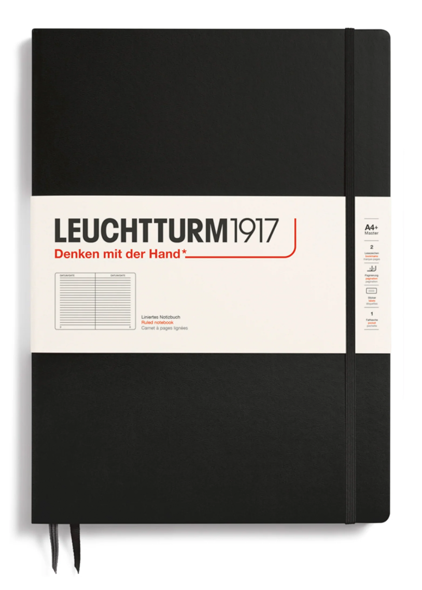 Black A4+ Master Slim Notebook - Lined