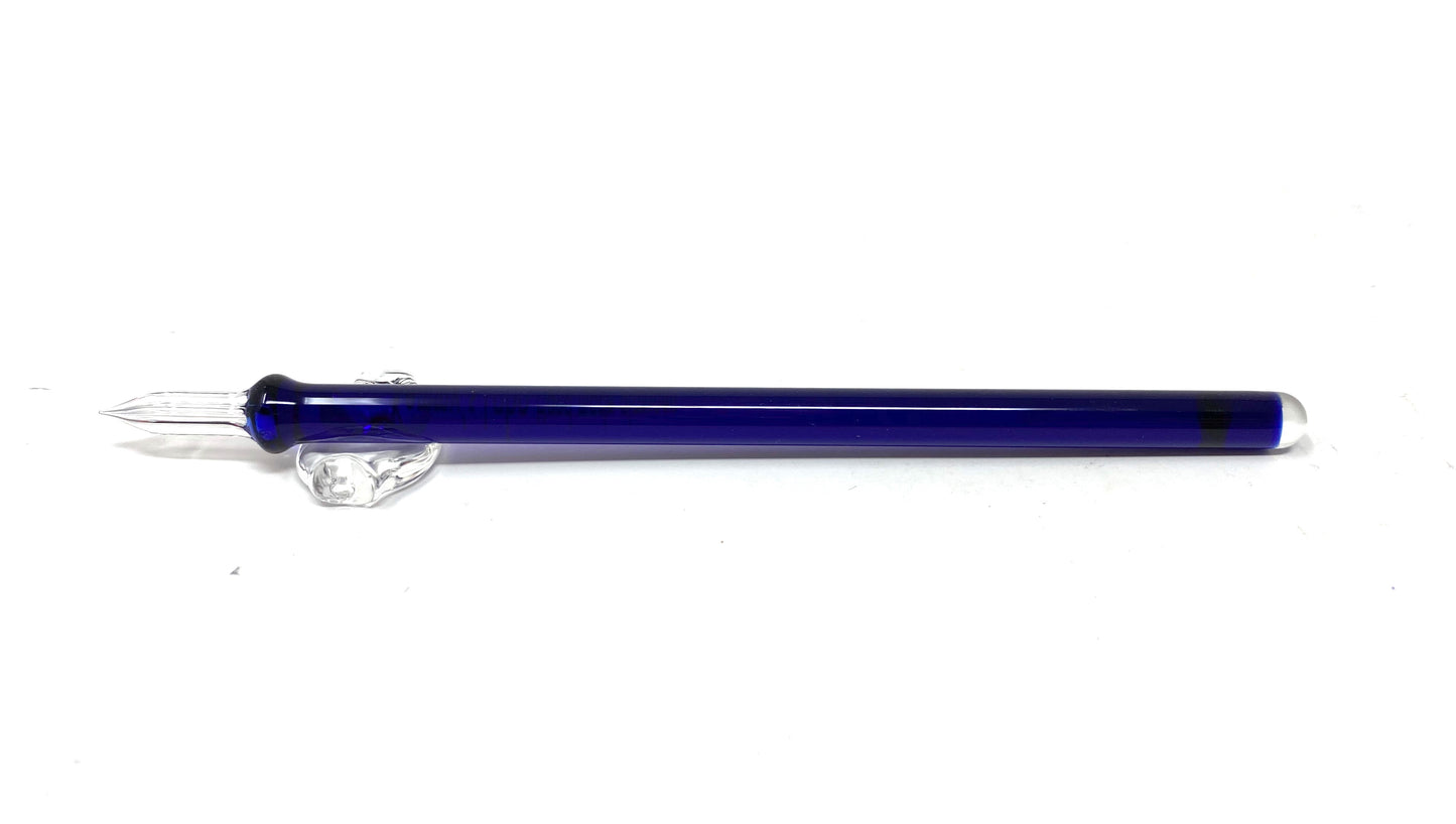 Handmade Glass Dip Pen - Ultramarine Blue, Long