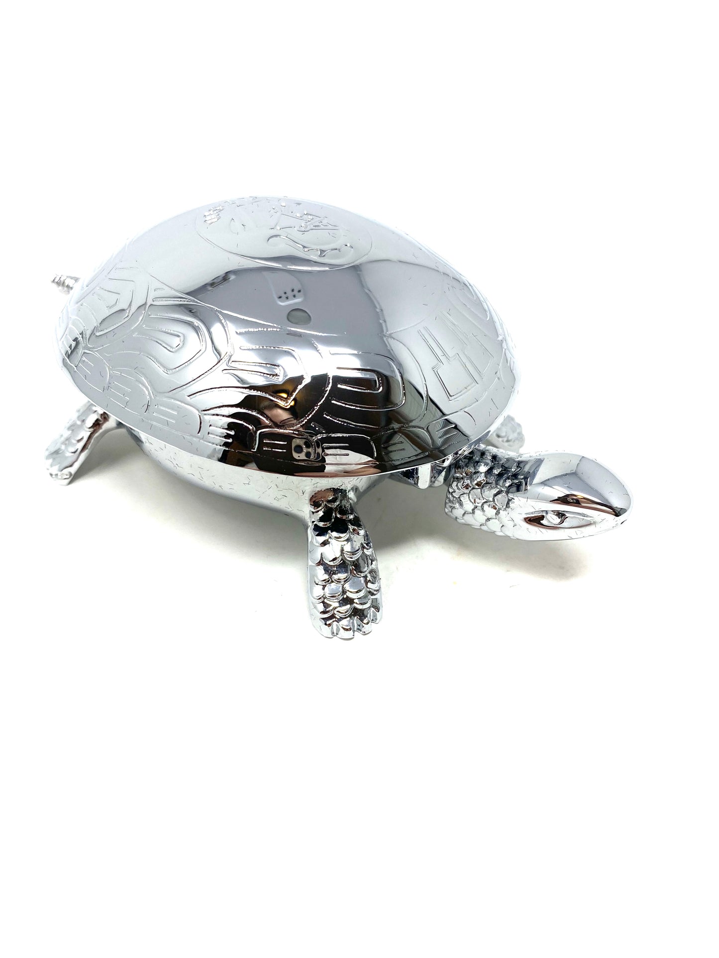 Chrome Plated Turtle Paperweight and Bell