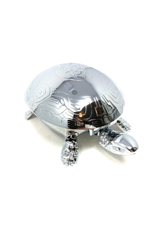 Chrome Plated Turtle Paperweight and Bell