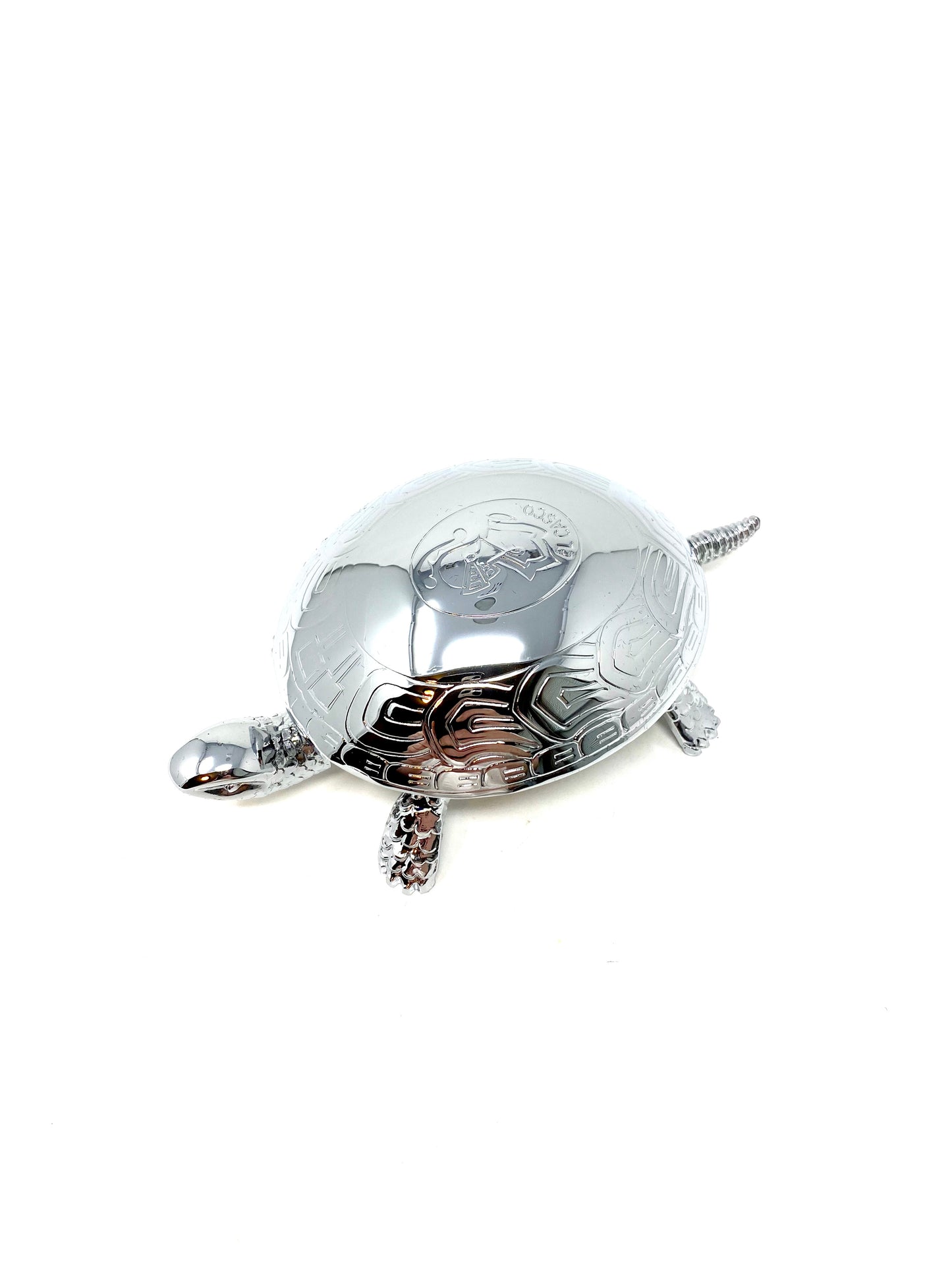 Chrome Plated Turtle Paperweight and Bell