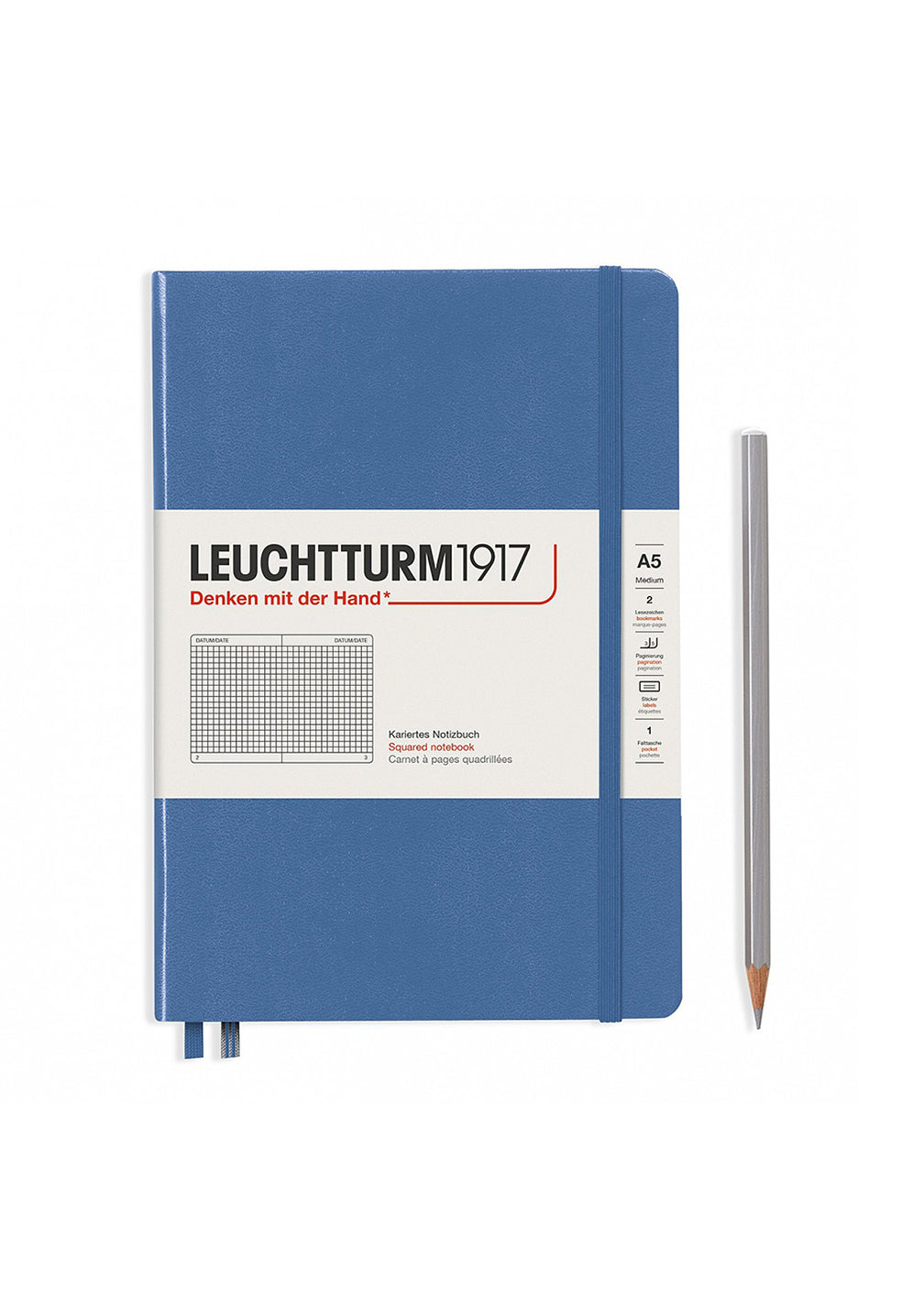 Denim A5 Notebook - Grid