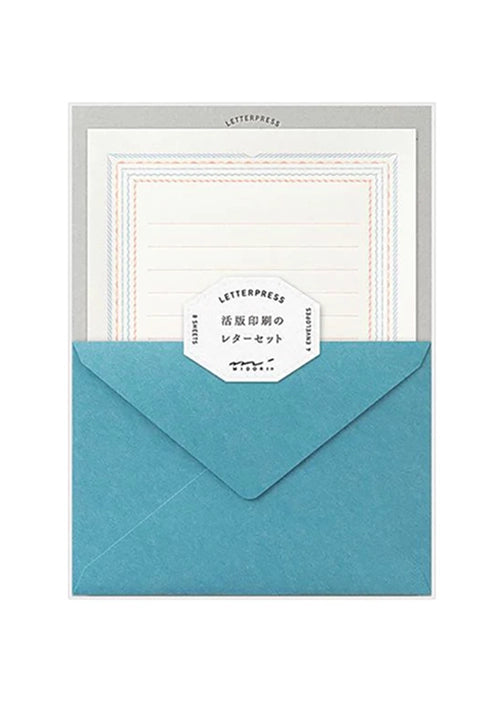Letterpress Stationery Set - Blue